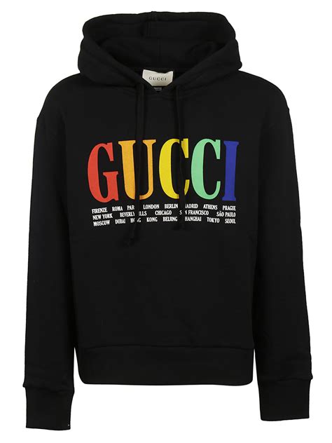 gucci cities sweatshirt black|Gucci distressed hoodie.